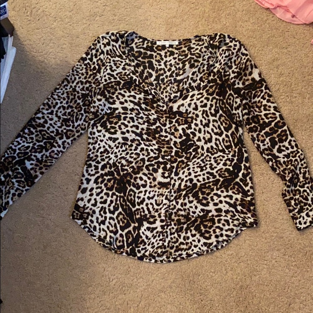 Leopard print button up blouse
